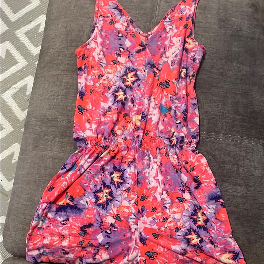 Vibrant Pink and Purple Romper fits like M/L